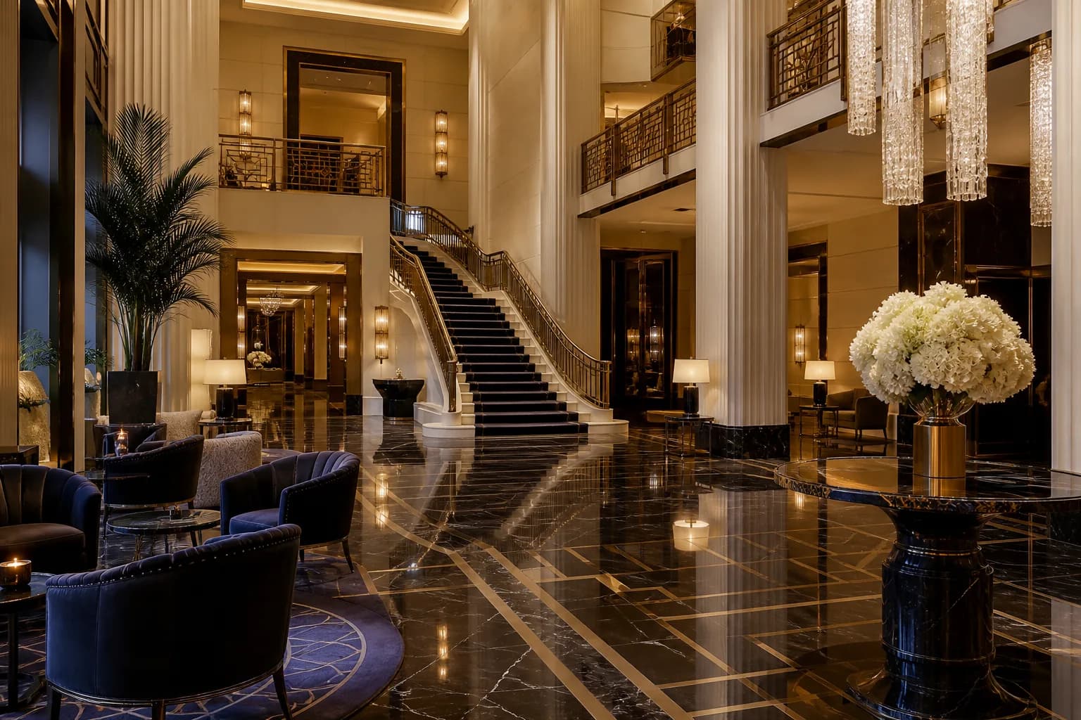 Grand lobby with monumental staircase