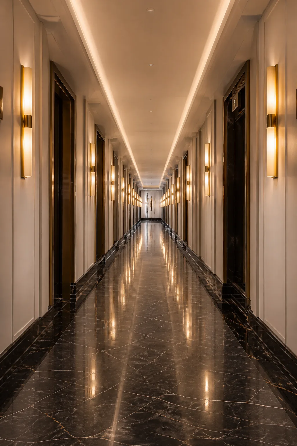 Quiet hotel corridor